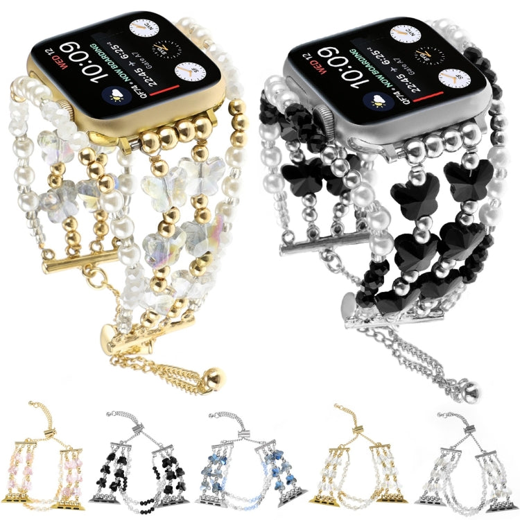 Frendorf | Für Apple Watch Series 8 41mm Schmetterlingskette Armband Metall Uhrband (Transparent Silber)