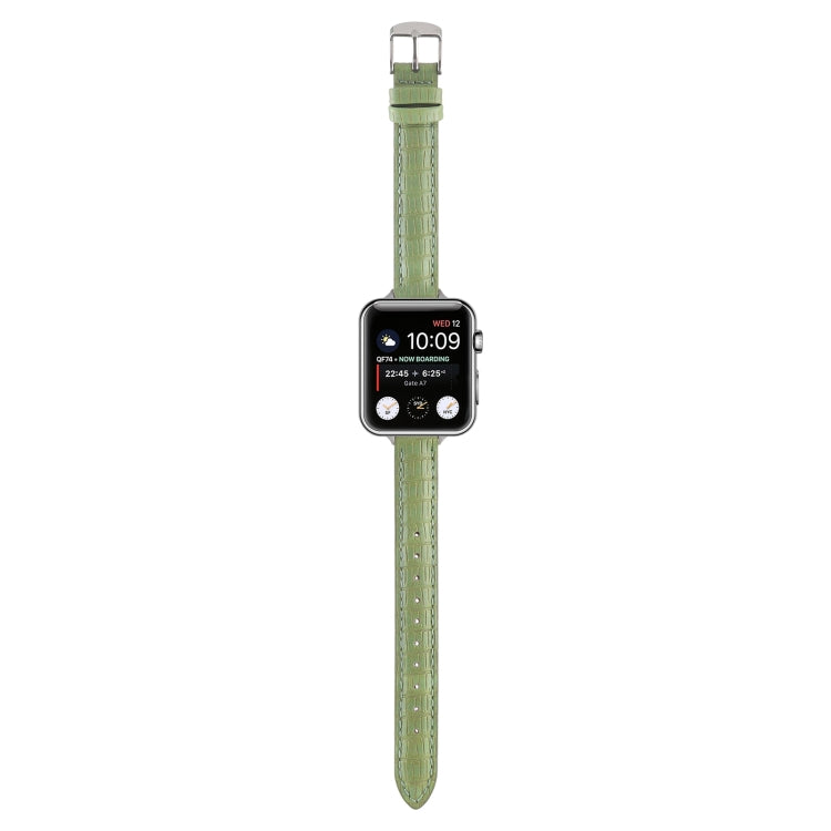 Frendorf | Für Apple Watch SE 2023 40mm Slim Krokodilleder Uhrband (Hellgrün)