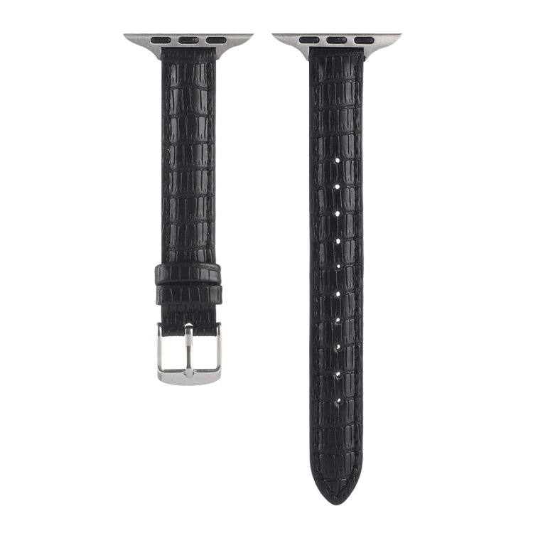 Frendorf | Für Apple Watch SE 2023 40mm Schlankes Krokodilleder-Uhrenarmband (Schwarz)