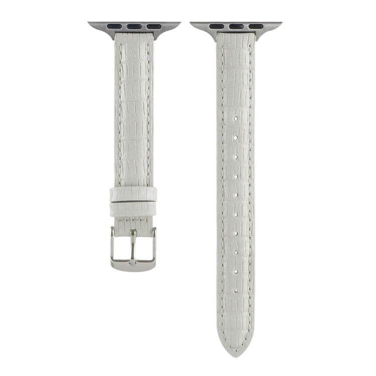 Frendorf | Für Apple Watch SE 2023 40mm Slim Krokodilleder Uhrband (Weiß)