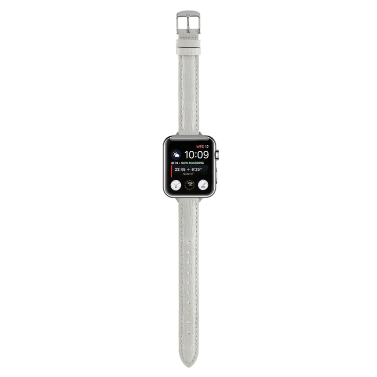Frendorf | Für Apple Watch SE 2023 40mm Slim Krokodilleder Uhrband (Weiß)