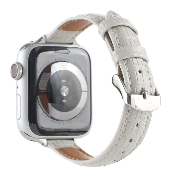 Frendorf | Für Apple Watch SE 2023 40mm Slim Krokodilleder Uhrband (Weiß)