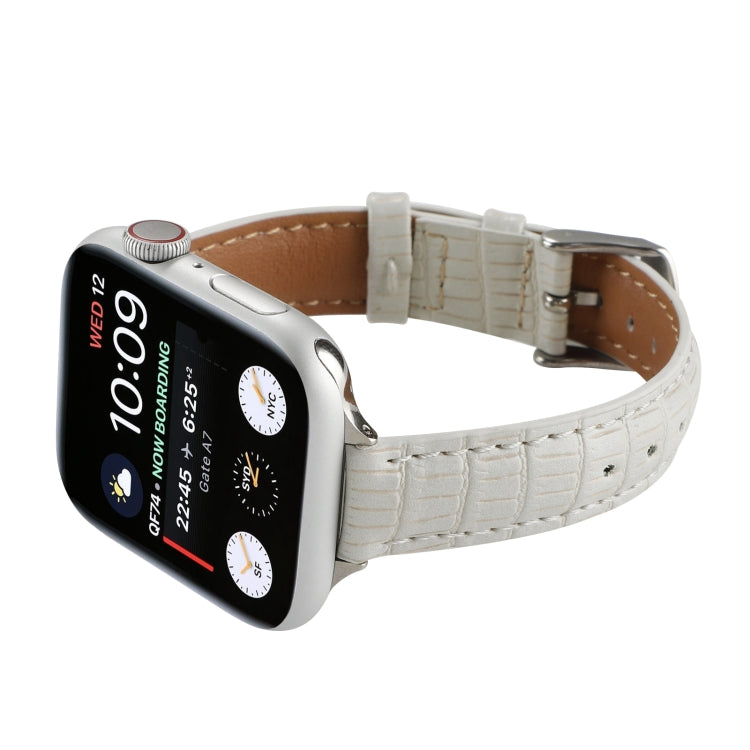 Frendorf | Für Apple Watch SE 2023 40mm Slim Krokodilleder Uhrband (Weiß)