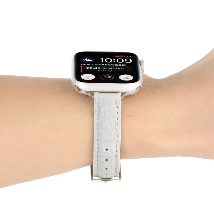 Frendorf | Für Apple Watch SE 2023 40mm Slim Krokodilleder Uhrband (Weiß)