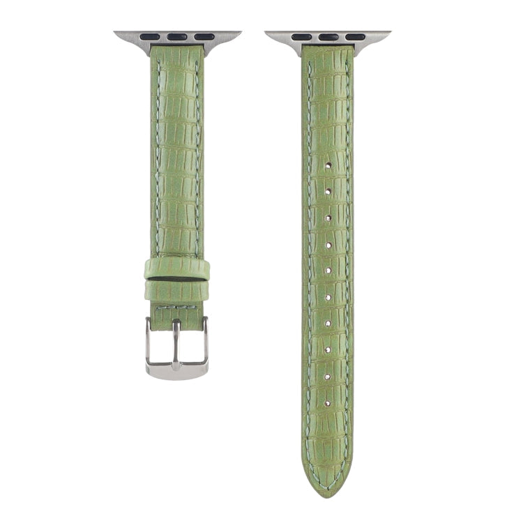 Frerndorf | Für Apple Watch Ultra 2 49mm Schlankes Krokodil-Leder Armband (Hellgrün)