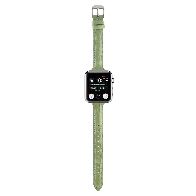 Frerndorf | Für Apple Watch Ultra 2 49mm Schlankes Krokodil-Leder Armband (Hellgrün)