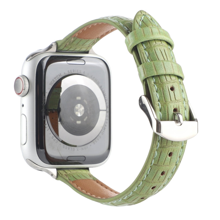 Frerndorf | Für Apple Watch Ultra 2 49mm Schlankes Krokodil-Leder Armband (Hellgrün)