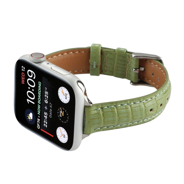 Frerndorf | Für Apple Watch Ultra 2 49mm Schlankes Krokodil-Leder Armband (Hellgrün)