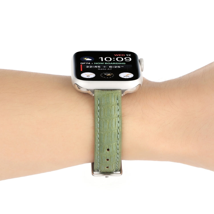 Frerndorf | Für Apple Watch Ultra 2 49mm Schlankes Krokodil-Leder Armband (Hellgrün)