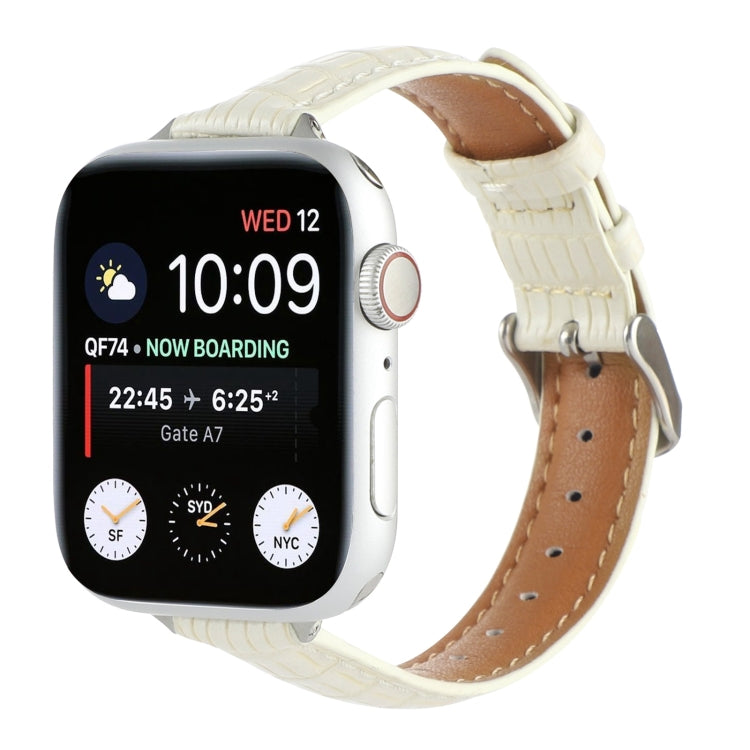 Frerndorf | Für Apple Watch Series 9 45mm Slim Krokodilleder Armband (Beige)