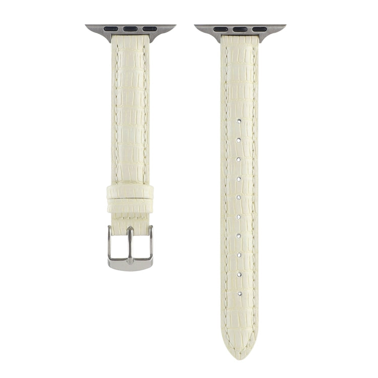 Frerndorf | Für Apple Watch Series 9 45mm Slim Krokodilleder Armband (Beige)