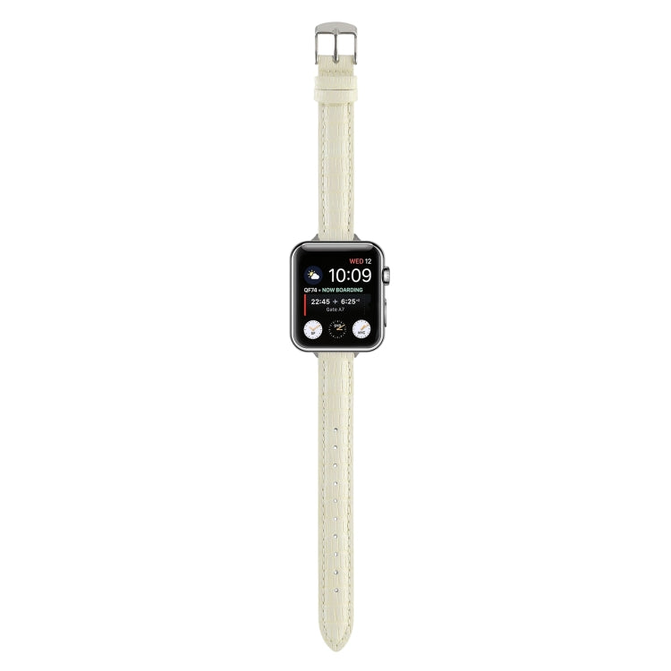 Frerndorf | Für Apple Watch Series 9 45mm Slim Krokodilleder Armband (Beige)