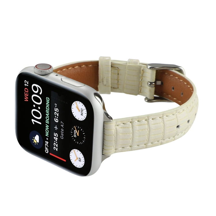 Frerndorf | Für Apple Watch Series 9 45mm Slim Krokodilleder Armband (Beige)