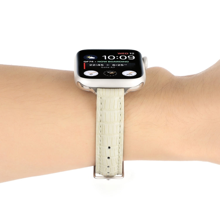 Frerndorf | Für Apple Watch Series 9 45mm Slim Krokodilleder Armband (Beige)
