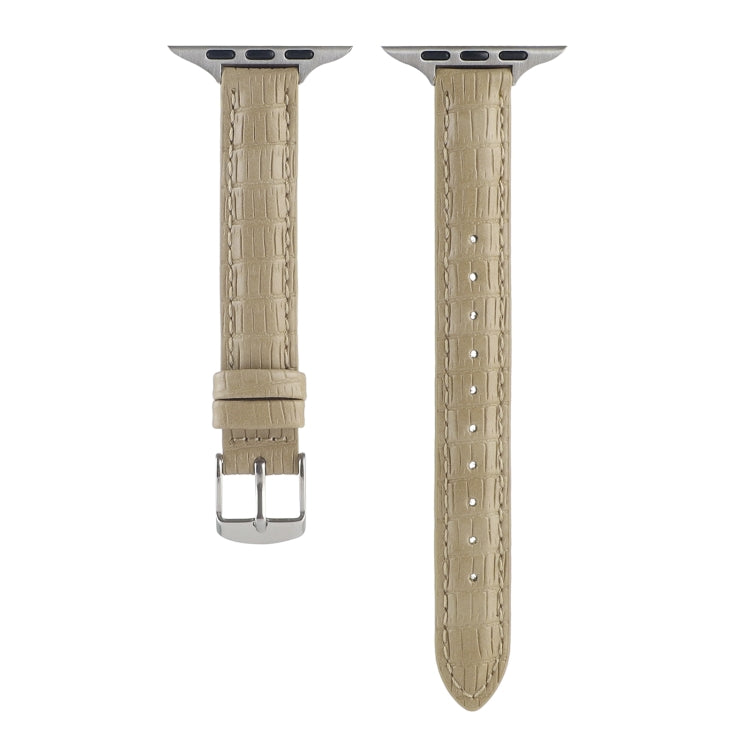 Frendorf | Für Apple Watch SE 2022 40mm Slim Krokodilleder Armband (Khaki)