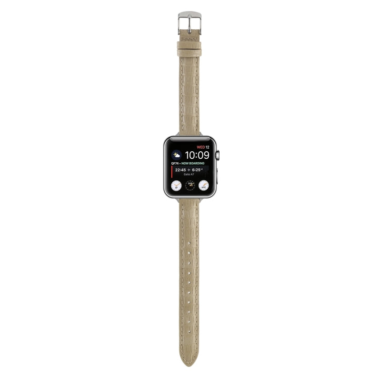 Frendorf | Für Apple Watch SE 2022 40mm Slim Krokodilleder Armband (Khaki)