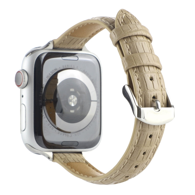 Frendorf | Für Apple Watch SE 2022 40mm Slim Krokodilleder Armband (Khaki)