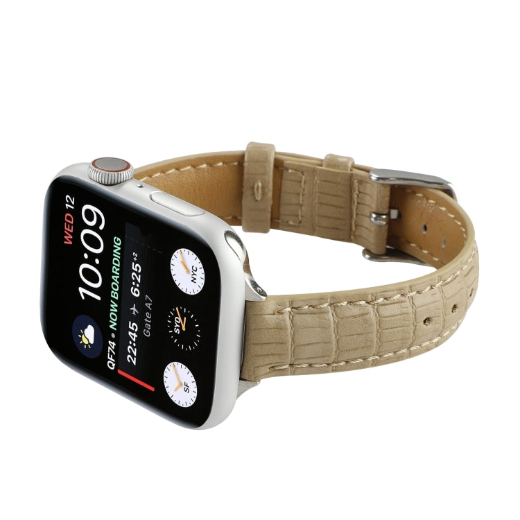 Frendorf | Für Apple Watch SE 2022 40mm Slim Krokodilleder Armband (Khaki)