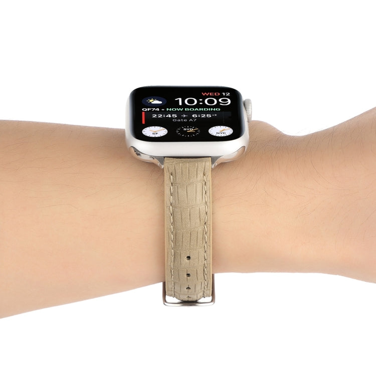 Frendorf | Für Apple Watch SE 2022 40mm Slim Krokodilleder Armband (Khaki)