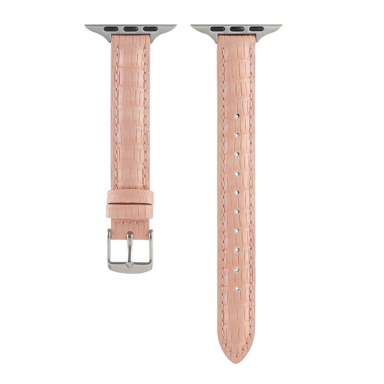 Frendorf | Für Apple Watch SE 40mm Slim Krokodilleder Uhrband (Rosa)