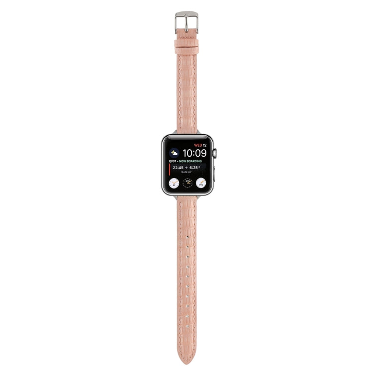 Frendorf | Für Apple Watch SE 40mm Slim Krokodilleder Uhrband (Rosa)