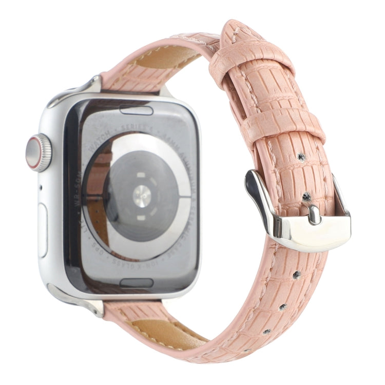 Frendorf | Für Apple Watch SE 40mm Slim Krokodilleder Uhrband (Rosa)