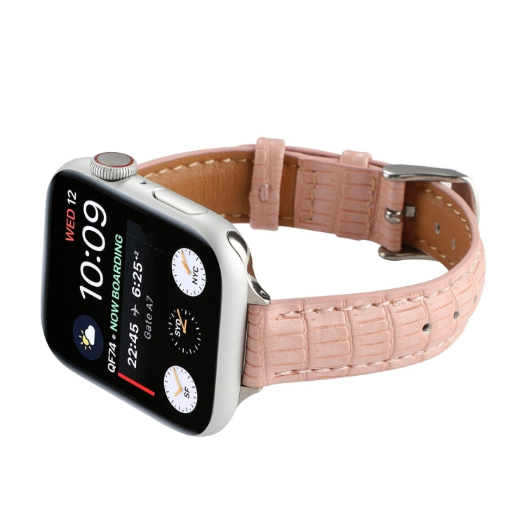 Frendorf | Für Apple Watch SE 40mm Slim Krokodilleder Uhrband (Rosa)