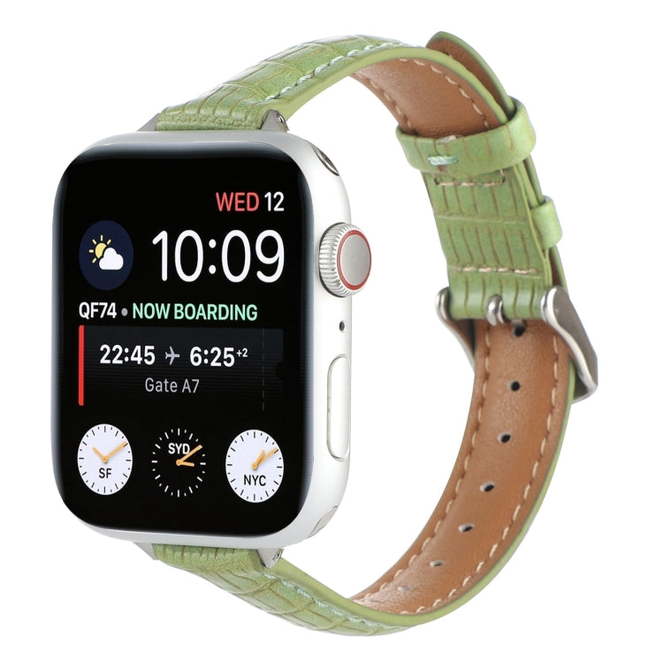 Frendorf | Für Apple Watch SE 40mm Slim Krokodilleder Armband (Hellgrün)