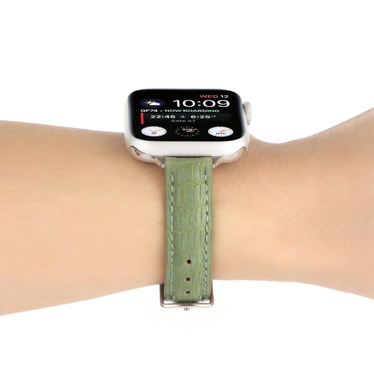 Frendorf | Für Apple Watch SE 40mm Slim Krokodilleder Armband (Hellgrün)