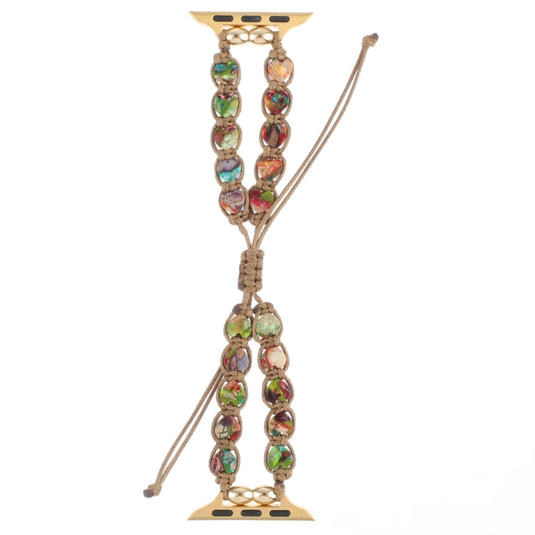 Frerndorf | Für Apple Watch Series 8 45mm Heart Stones Kordelzug Kette Uhrband (Bunt)