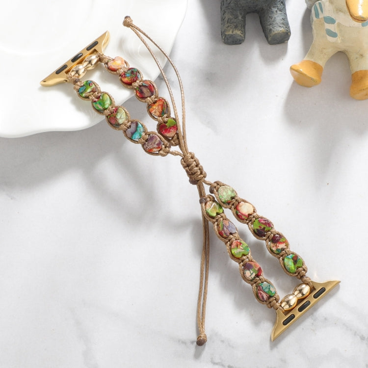 Frerndorf | Für Apple Watch Series 8 45mm Heart Stones Kordelzug Kette Uhrband (Bunt)