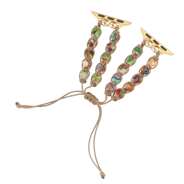Frerndorf | Für Apple Watch Series 8 45mm Heart Stones Kordelzug Kette Uhrband (Bunt)