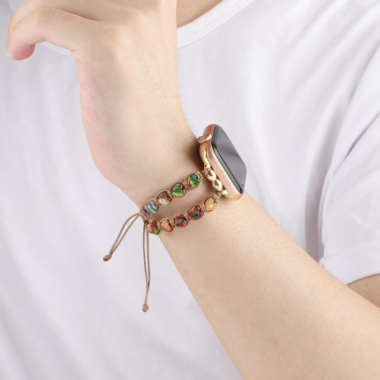 Frendorf | Für Apple Watch SE 2022 40mm Herzsteine Kordelzug Kette Uhrenarmband (Bunt)