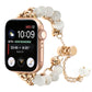 Frendorf | Für Apple Watch SE 2022 40mm Perlenkette Metallarmband Uhrband (Weißgold)