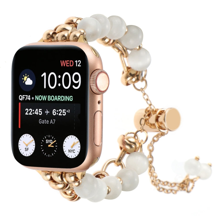 Frendorf | Für Apple Watch SE 2022 40mm Perlenkette Metallarmband Uhrband (Weißgold)