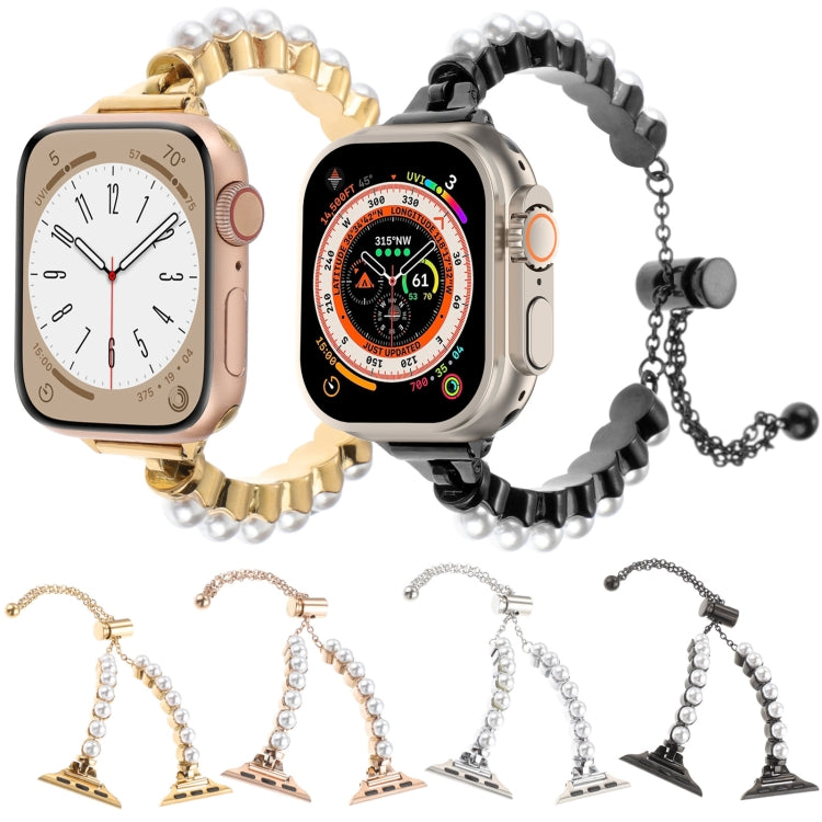 Frendorf | Für Apple Watch Series 4 40mm Perlenarmband Metall Uhrband (Schwarz)