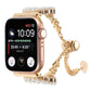 Frendorf | Für Apple Watch Series 7 45mm Pearl Runde Zinklegierung Kette Metall Uhrband (Gold)