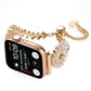 Frendorf | Für Apple Watch Series 7 45mm Pearl Runde Zinklegierung Kette Metall Uhrband (Gold)