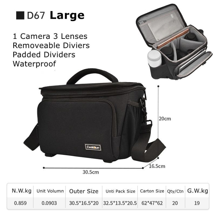Frendorf | Cwatcun D67 Crossbody Camera Bag Fotografie Lens Schoudertas, Size:30.5 x 16.5 x 20cm L(Black)