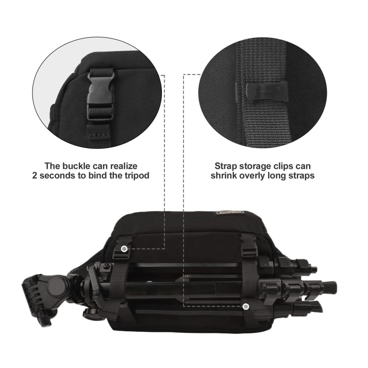 Frendorf | Cwatcun D67 Crossbody Camera Bag Fotografie Lens Schoudertas, Size:30.5 x 16.5 x 20cm L(Black)