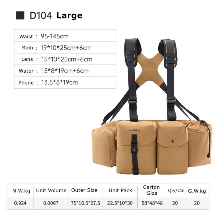 Frendorf | Cwatcun D104 Kamera Hüfttasche Weste Tasche, Größe: 75 x 10,5 x 27,5 cm (Erd)