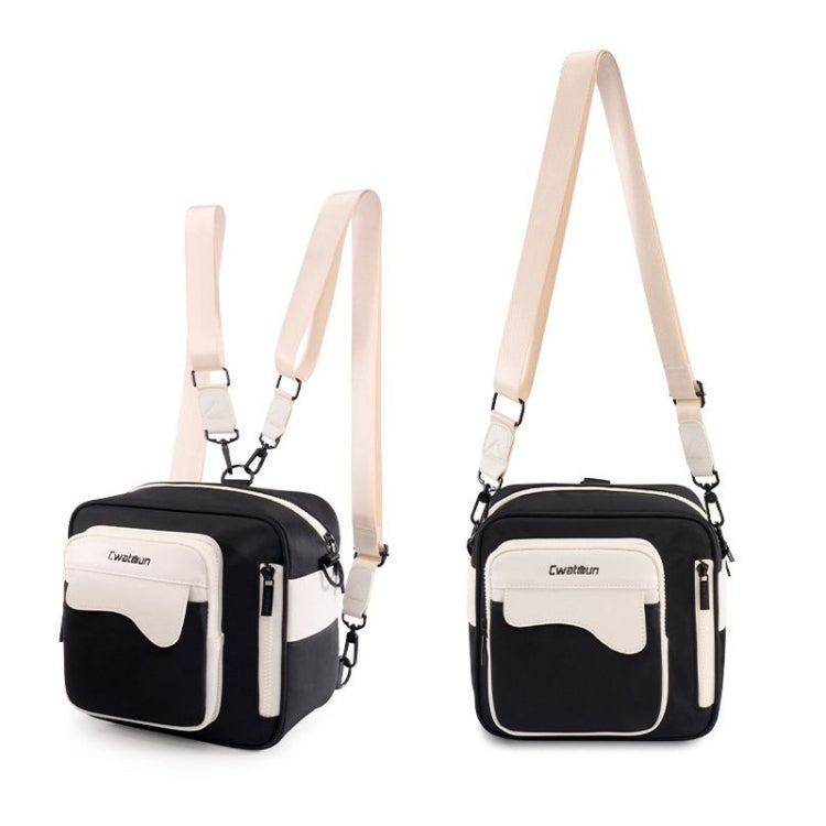 Frendorf | Cwatcun D118 Contrast Twee Ways Rugzak Cross-body Canera Tas, Maat: 21 x 21 x 14.5cm (Zwart)