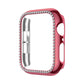 Frerndorf | Für Apple Watch Series 9 / 8 / 7 41mm Plating Row Diamond Hollow PC Uhrgehäuse (Rosenpink)