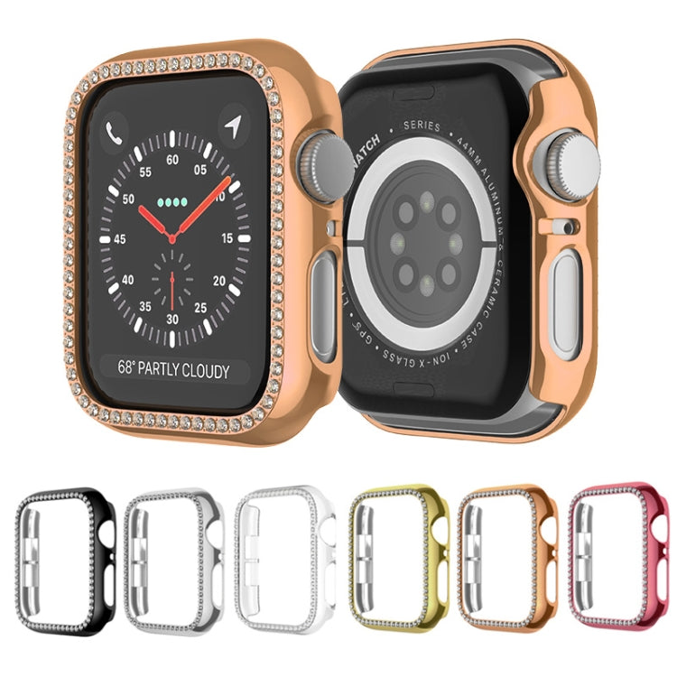 Frerndorf | Für Apple Watch Series 9 / 8 / 7 45mm Plating Row Diamond Hollow PC Watch Case (Rosa Pink)