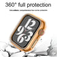 Frerndorf | Für Apple Watch Series 9 / 8 / 7 41mm Plating Row Diamond Hollow PC Uhrgehäuse (Rosenpink)