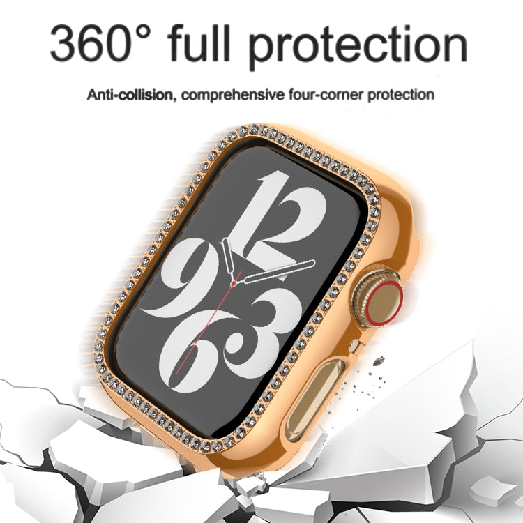 Frerndorf | Für Apple Watch Series 9 / 8 / 7 41mm Plating Row Diamond Hollow PC Uhrgehäuse (Rosenpink)
