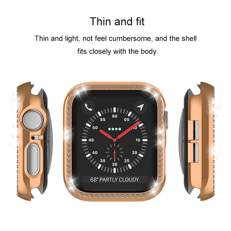 Frerndorf | Für Apple Watch Series 9 / 8 / 7 45mm Plating Row Diamond Hollow PC Watch Case (Rosa Pink)