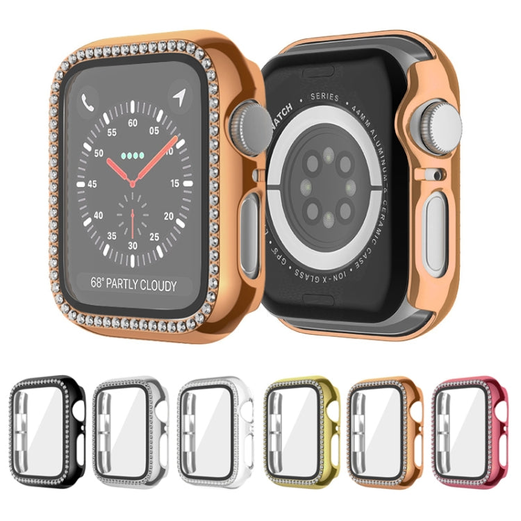Frerndorf | Für Apple Watch Series 9 / 8 / 7 45mm Plating Row Diamond PC Uhrengehäuse mit Film (Gold)