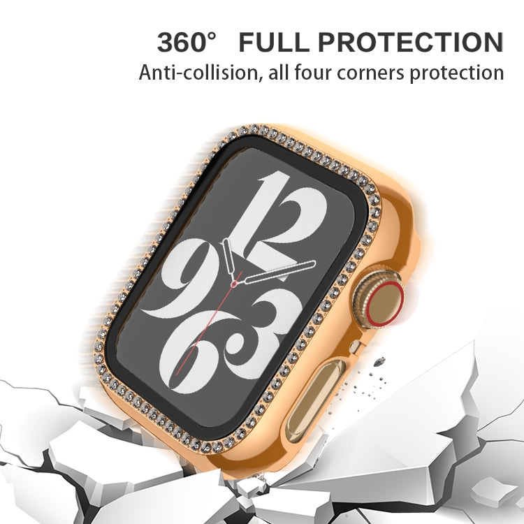 Frerndorf | Für Apple Watch Series 9 / 8 / 7 45mm Plating Row Diamond PC Uhrengehäuse mit Film (Gold)