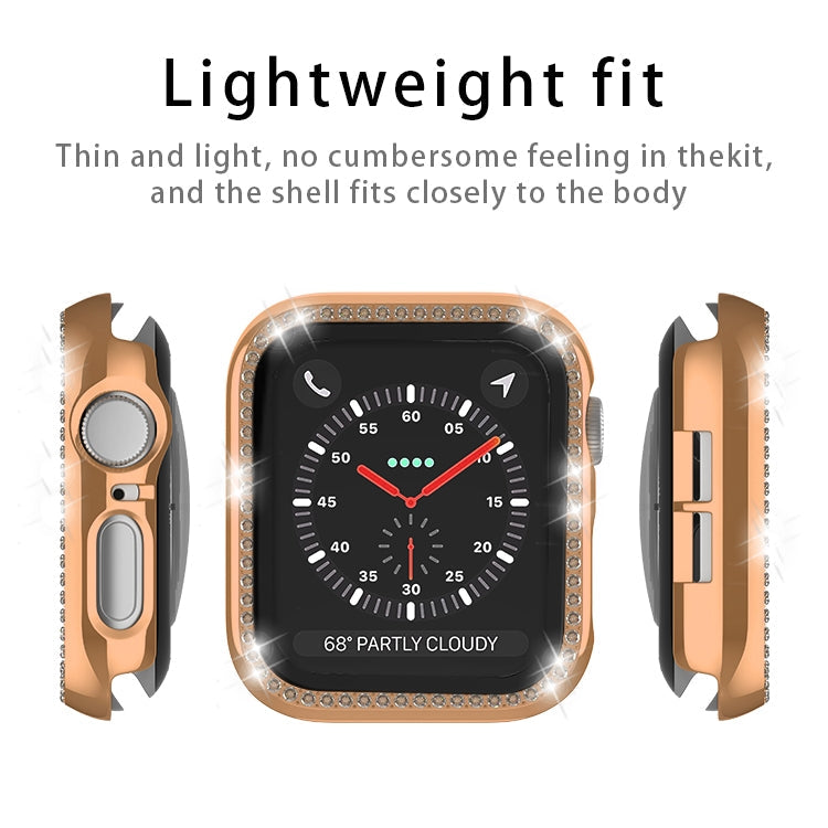 Frerndorf | Für Apple Watch Series 9 / 8 / 7 45mm Plating Row Diamond PC Uhrengehäuse mit Film (Gold)